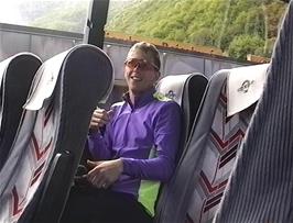 Julian, sitting comfortably in our bus at Hoyanger
